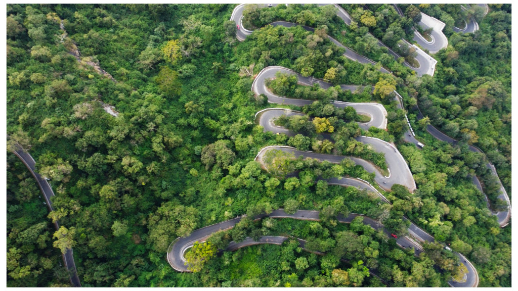 Kolli hills 70 hair pin ben drone view